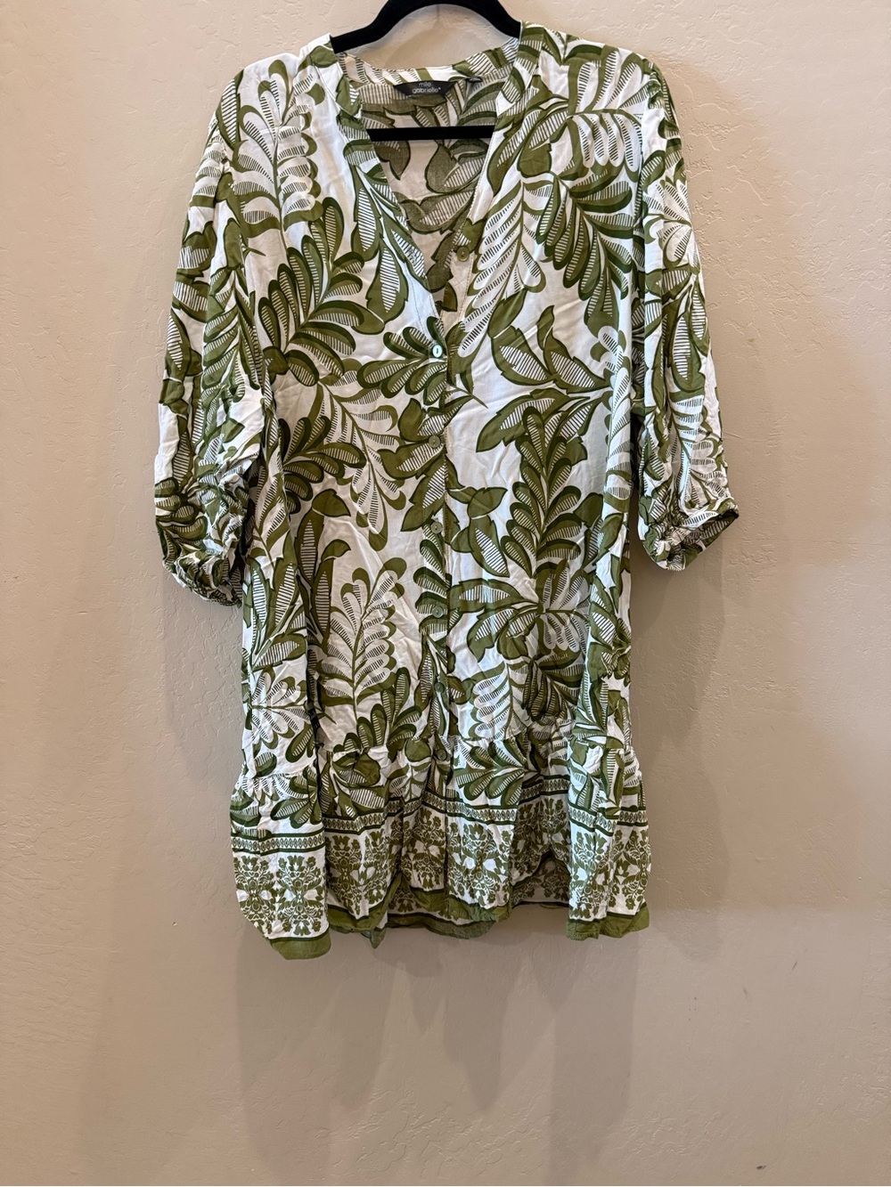 Mlle Gabrielle Green & White Botanical dress  #P118